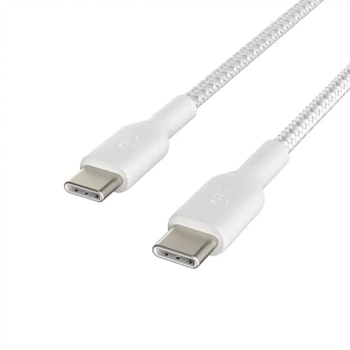 BoostCharge (0.5ft) Braided USB-C to USB-C Cable for iPhone 16, iPhone 16 Pro, iPhone 16 Pro Max, iPhone 16 Plus, iPhone 15, Galaxy S24, S23, Note10, Pixel 9, Pixel 8, iPad Pro & More - White