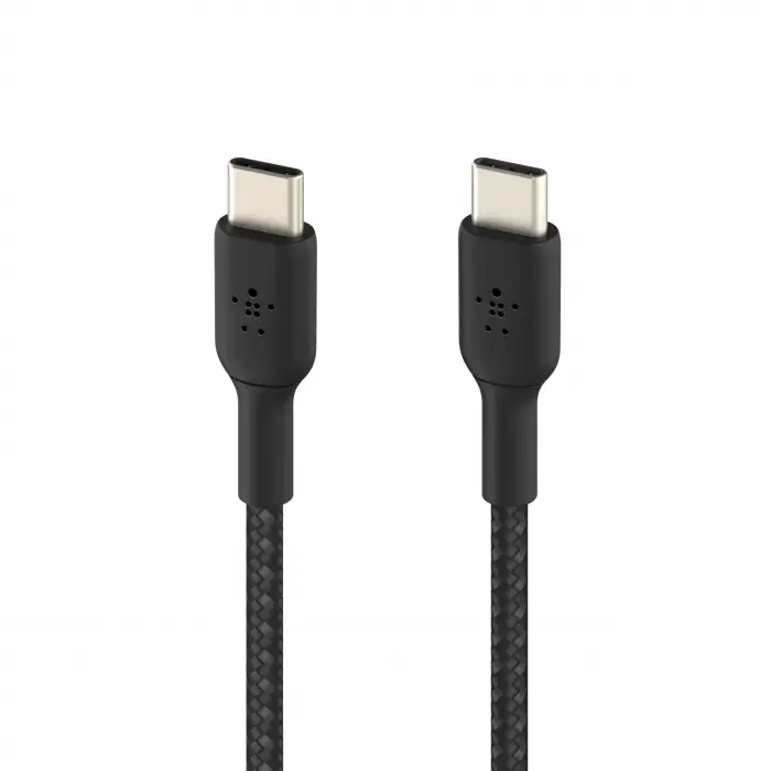 BoostCharge (0.5ft) Braided USB-C to USB-C Cable for iPhone 16, iPhone 16 Pro, iPhone 16 Pro Max, iPhone 16 Plus, iPhone 15, Galaxy S24, S23, Note10, Pixel 9, Pixel 8, iPad Pro & More - Black