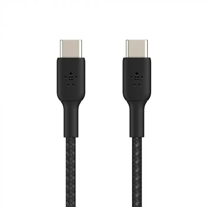 BoostCharge (0.5ft) Braided USB-C to USB-C Cable for iPhone 16, iPhone 16 Pro, iPhone 16 Pro Max, iPhone 16 Plus, iPhone 15, Galaxy S24, S23, Note10, Pixel 9, Pixel 8, iPad Pro & More - Black
