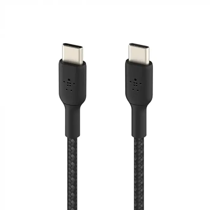 BoostCharge (0.5ft) Braided USB-C to USB-C Cable for iPhone 16, iPhone 16 Pro, iPhone 16 Pro Max, iPhone 16 Plus, iPhone 15, Galaxy S24, S23, Note10, Pixel 9, Pixel 8, iPad Pro & More - Black