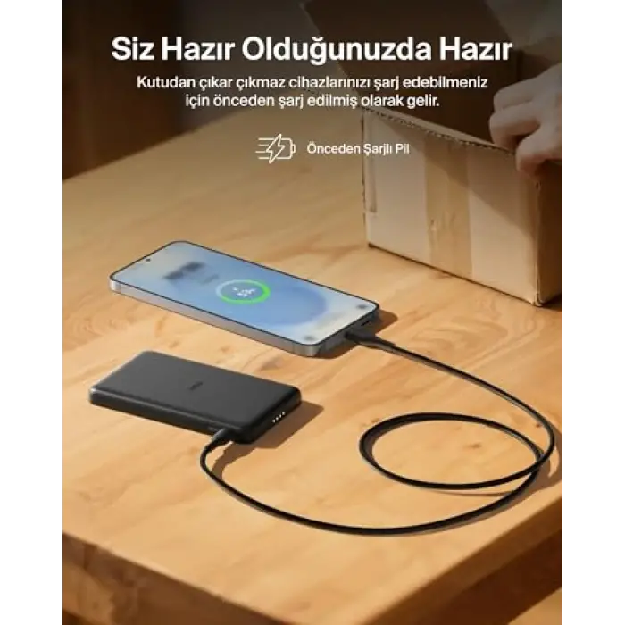 BoostCharge 5000 mAh İnce Manyetik USB-C Power Bank, Siyah