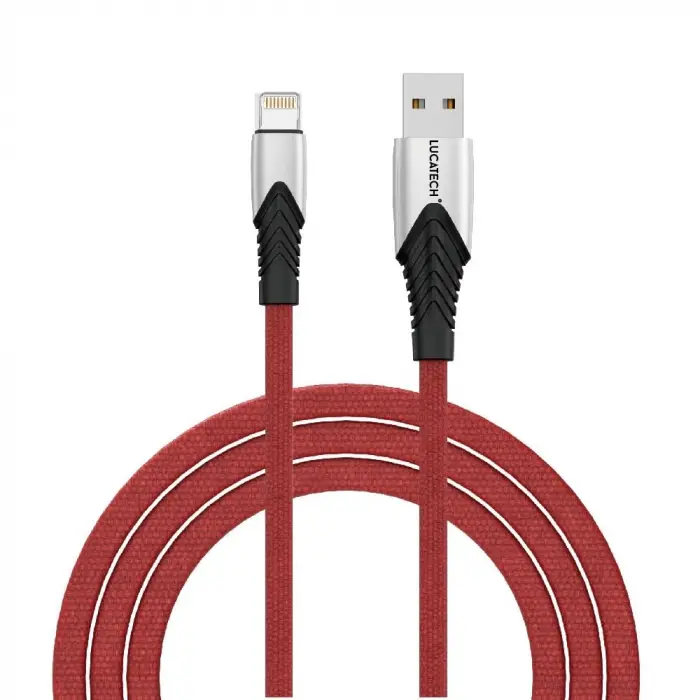 Bordo Örgülü USB Lightning Hızlı Şarj Kablosu