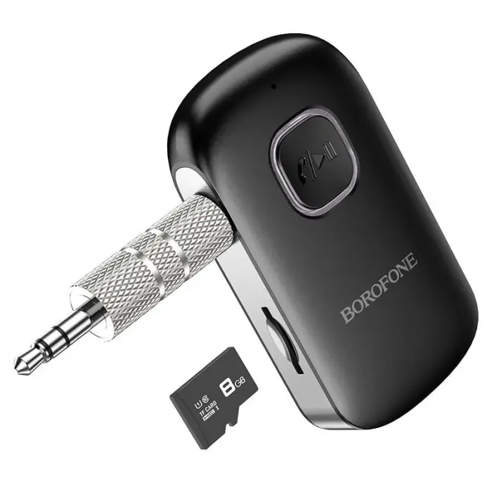 Borofone Wireless Bluetooth 5.0 3.5 mm Jack Aux Araç Ses Aktarım Kiti Adaptör Bluetooth Çevirici Araba Hoparlör Kulaklık için Taşınabilir Kablosuz Ses Araç Kitleri Adaptörü BC42