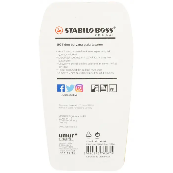 Boss Orıgınal Pastel 2li Blister 3lü set