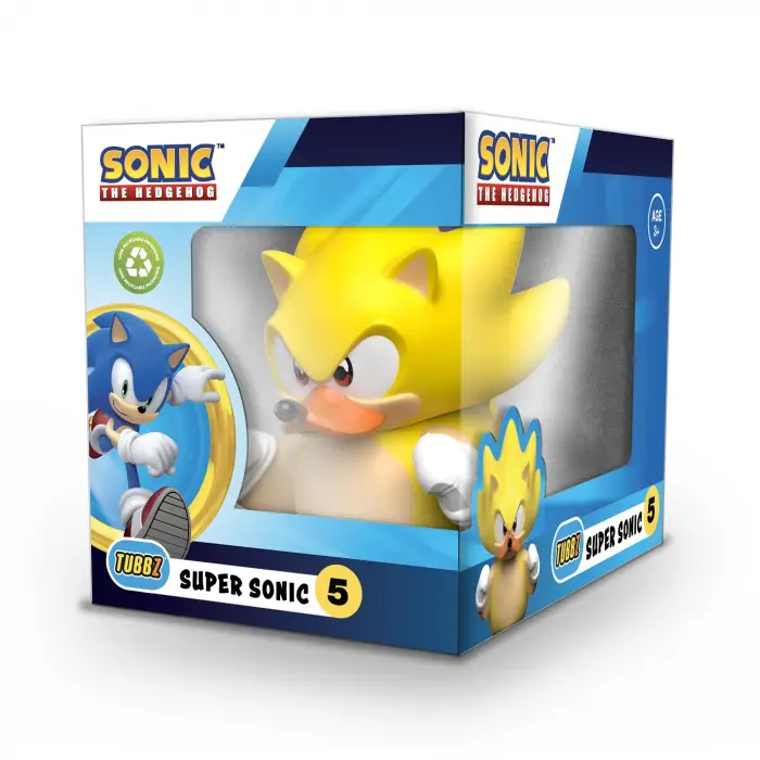 Box-Edition Super Sonic Koleksiyoncu Vinil Kauçuk Ördek Figürü - Sonic Der Hedgehog