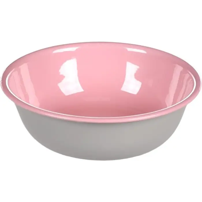 Boyalı Çelik Mama Kabı, Gri-Pembe, 450 Ml