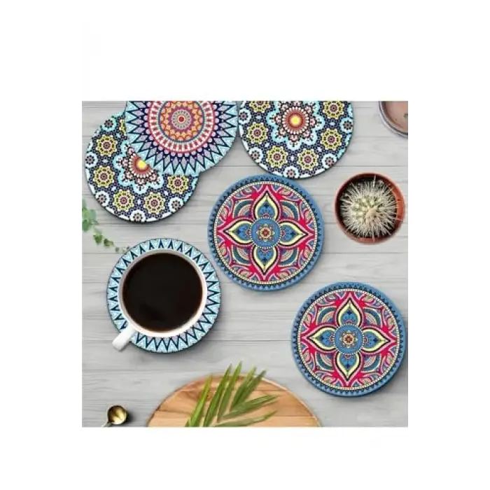 Brd-009 ahşap bardak altlığı seti, 6lı