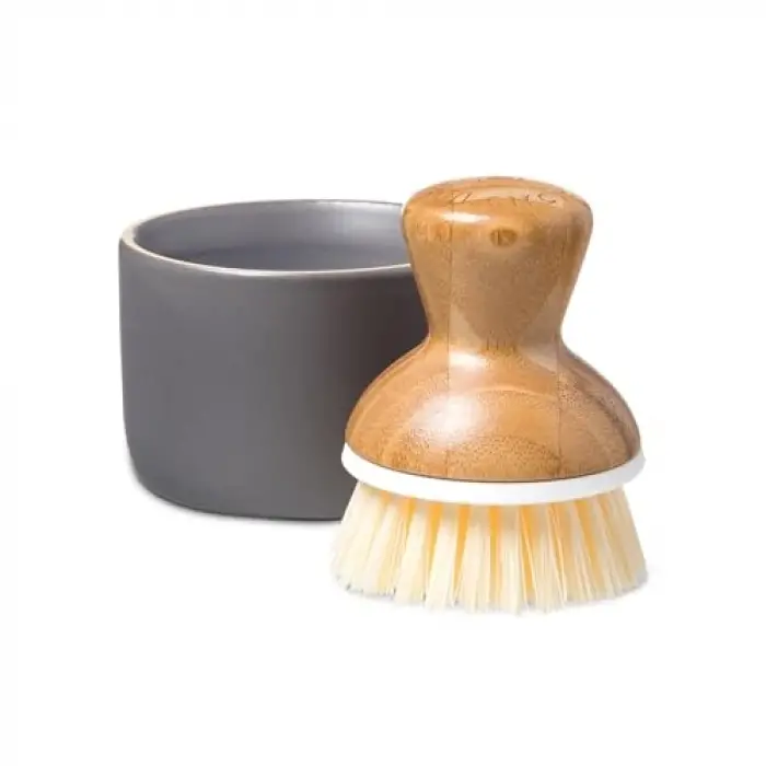 Bubble bis Keramik Seifenspender & Scrubber Schwamm Set; weiß, grau/weiß, Dish Brush + Dispenser