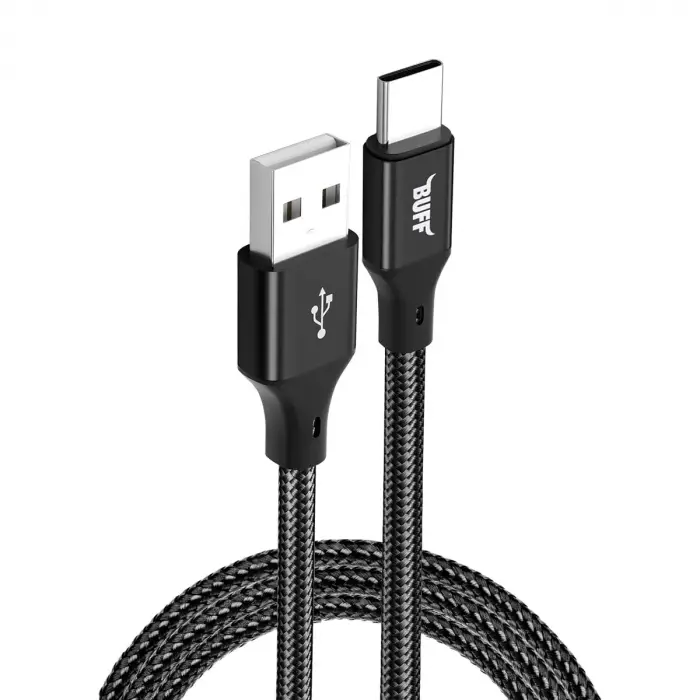BUFF BL71 USB to Type-C 2.4A 1.2M Örgülü Data ve Şarj Kablosu (Siyah)