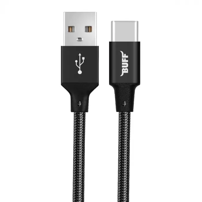 BUFF BL71 USB to Type-C 2.4A 1.2M Örgülü Data ve Şarj Kablosu (Siyah)