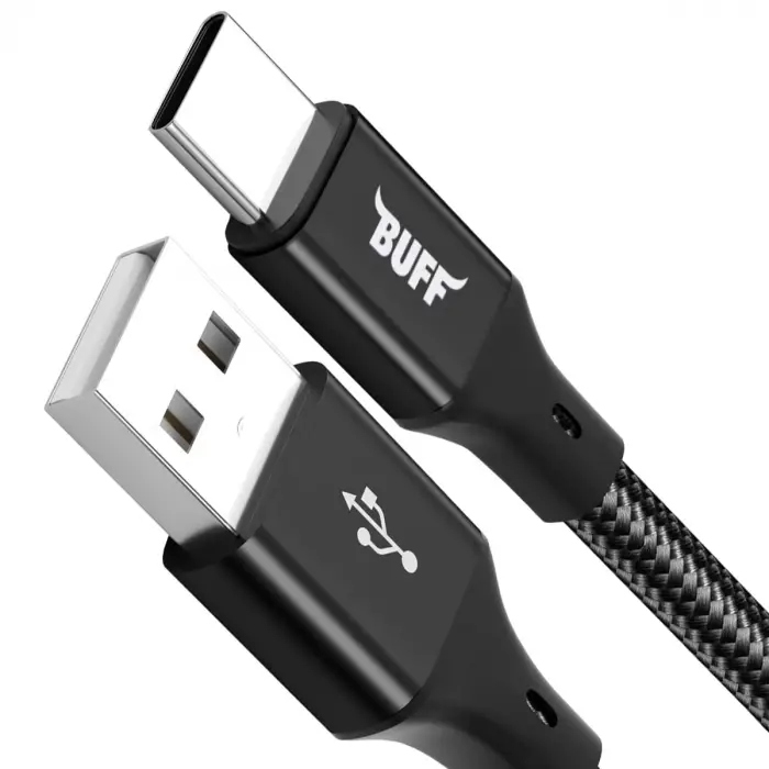 BUFF BL71 USB to Type-C 2.4A 1.2M Örgülü Data ve Şarj Kablosu (Siyah)