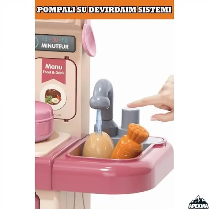 Buharlı Gerçek Su Akan Eğitici Mini Mutfak Seti