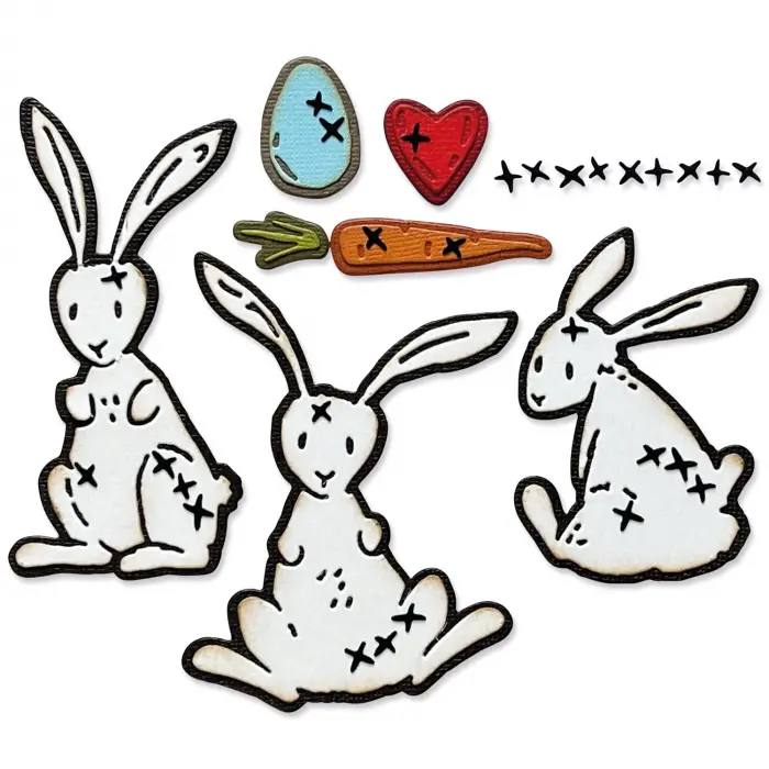 Bunny Stitch Tim Holtz Damga Kalıbı, 15 Parçalı Set