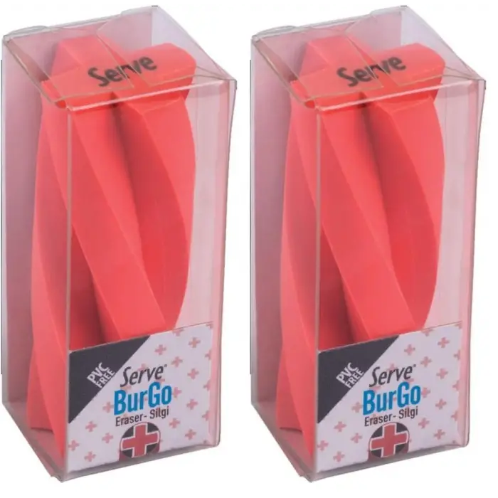 Burgo Silgi Model3 Fosforlu Kırmızı Tekli Pe 2li set