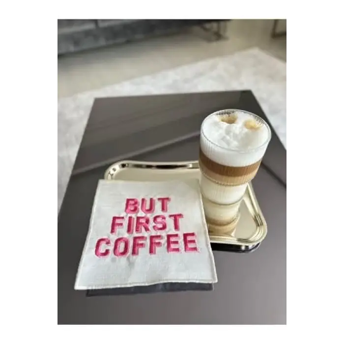 But First Coffee Desenli Kokteyl Peçete