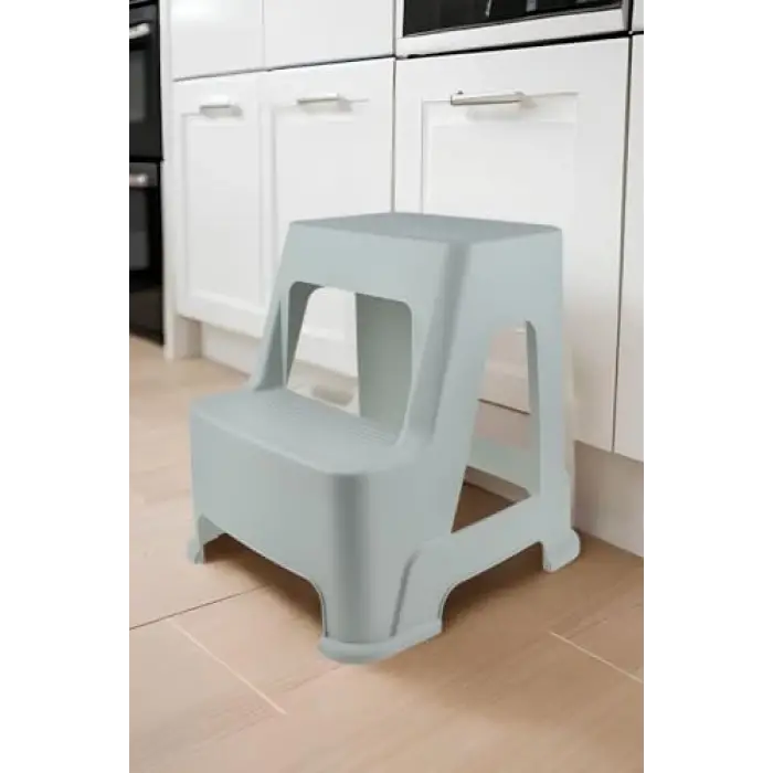Buz gri 2 basamaklı mutfak ve banyo taburesi