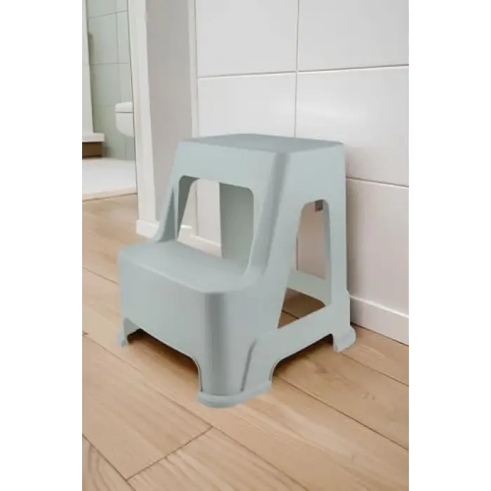 Buz gri 2 basamaklı mutfak ve banyo taburesi