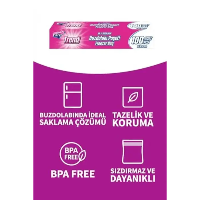 Buzdolabı Poşeti, Orta Boy, 100lü