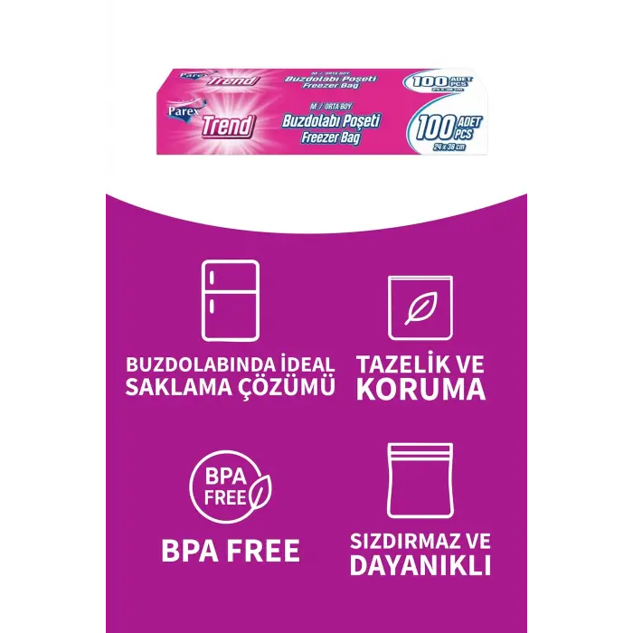 Buzdolabı Poşeti, Orta Boy, 100lü