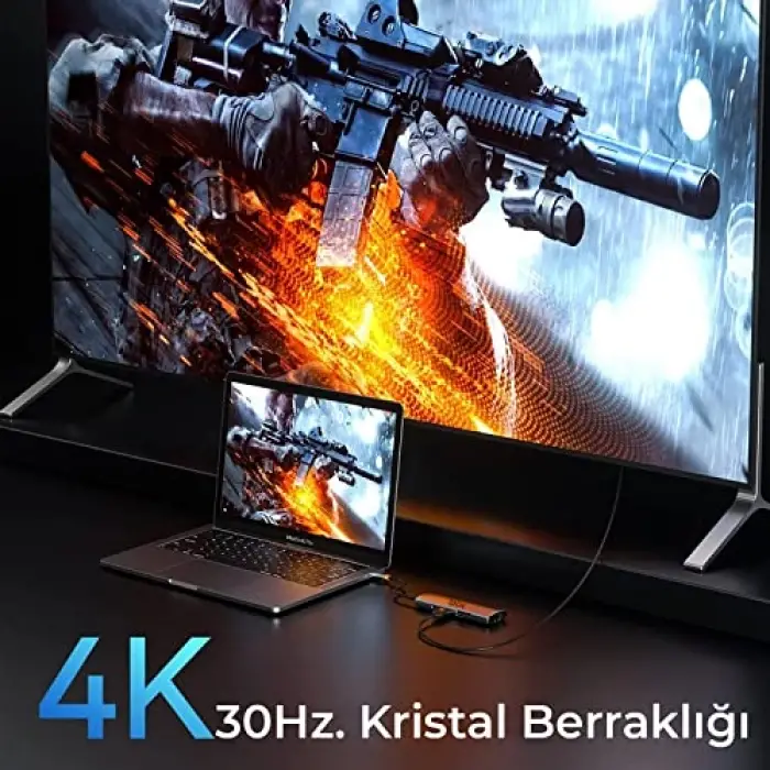 BX10HB 8i1 Arada Type-C Hub, 4K@30Hz HDMI, 100W PD, 1Gbps Ethernet, 3* USB 3.0, MacBook Windows Chrome Android Uyumlu