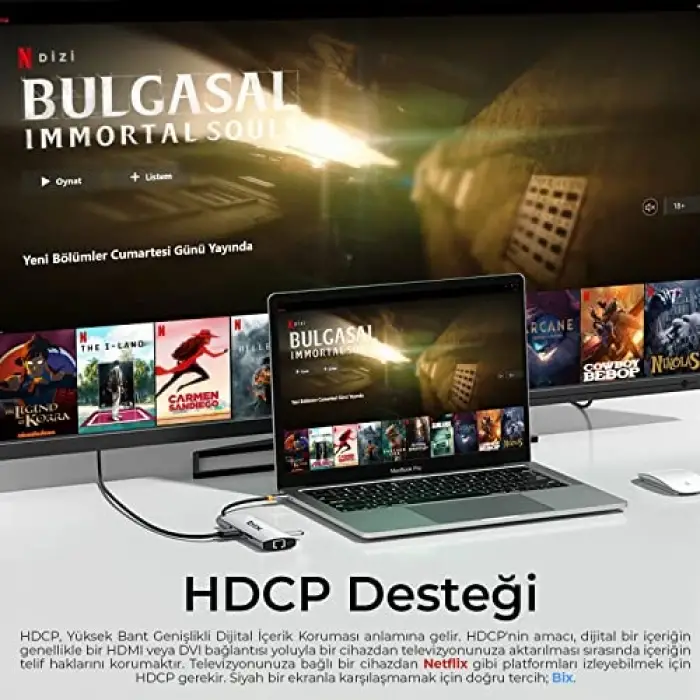 BX10HB 8i1 Arada Type-C Hub, 4K@30Hz HDMI, 100W PD, 1Gbps Ethernet, 3* USB 3.0, MacBook Windows Chrome Android Uyumlu