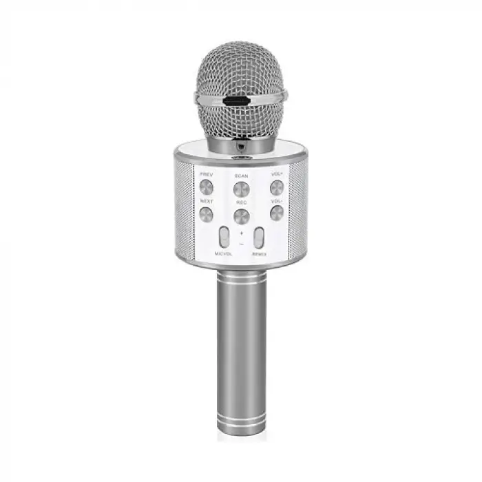 C-8501 Karaoke Mikrofon Bluetooth USB & TF & Aux (Silver)