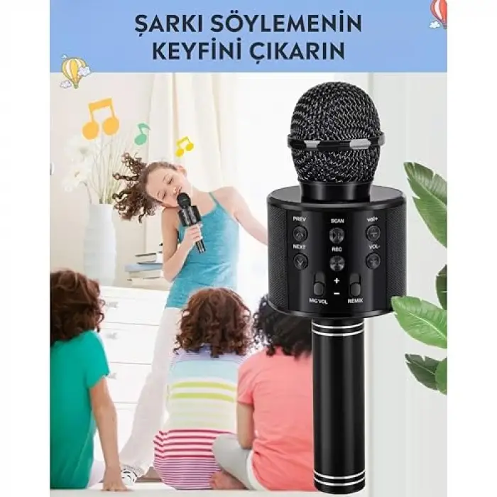 C-8501 Karaoke Mikrofon Bluetooth USB & TF & Aux (Siyah)