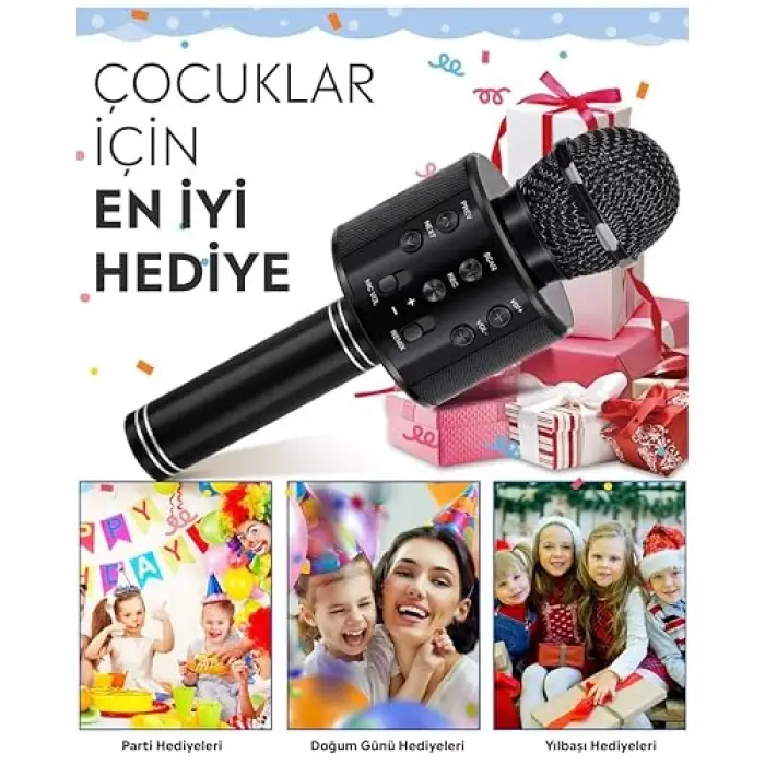 C-8501 Karaoke Mikrofon Bluetooth USB & TF & Aux (Siyah)