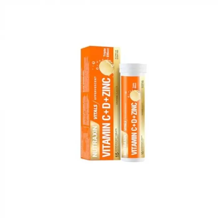 C, D Vitamini ve Çinko İçeren 15 Efervesan Tablet