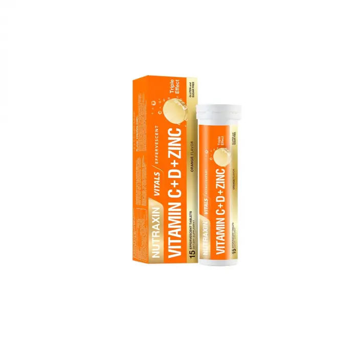 C, D Vitamini ve Çinko İçeren 15 Efervesan Tablet