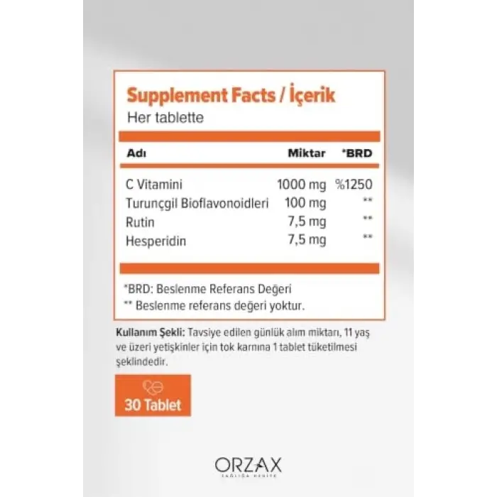C Vitamini 30 Tablet X2 Adet