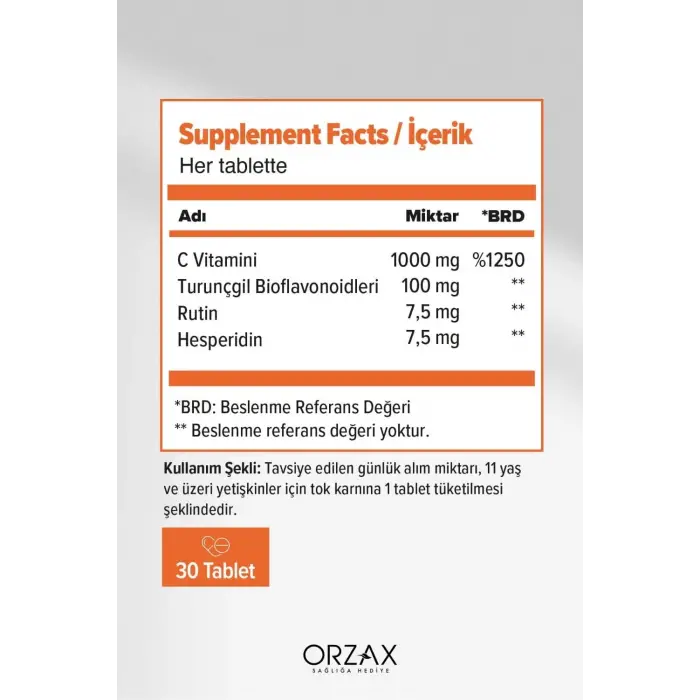 C Vitamini 30 Tablet X2 Adet