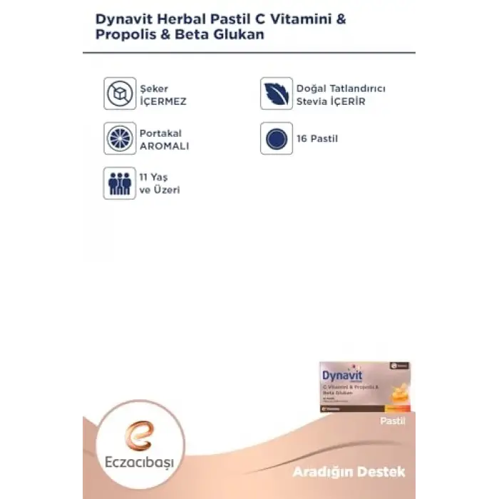 C Vitamini, Propolis ve Beta Glukan İçeren 16 Pastil