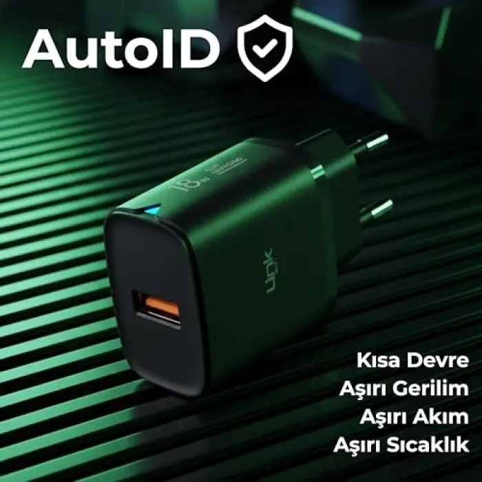 C304 18W QC3.0 USB Şarj Adaptörü, Siyah