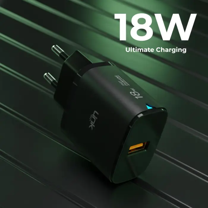 C304 18W QC3.0 USB Şarj Adaptörü, Siyah
