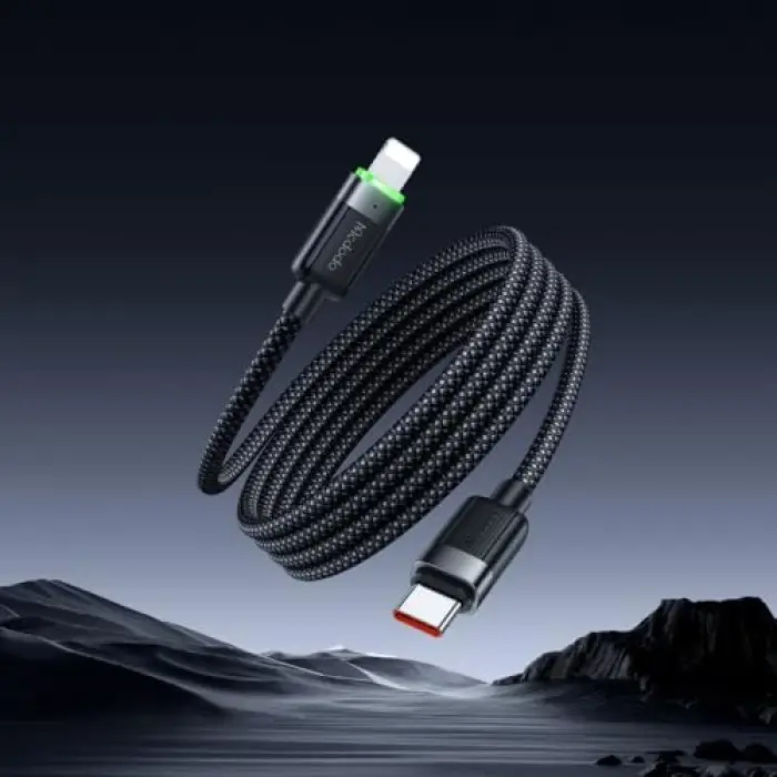 Ca-2010 36W Usb-C To Lightning Manyetik Sarilabilir Kablo - 1.2 M, Siyah