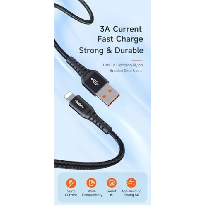 CA-2261 İphone Hızlı Data-Şarj Kablo 3A 1Mt - Siyah