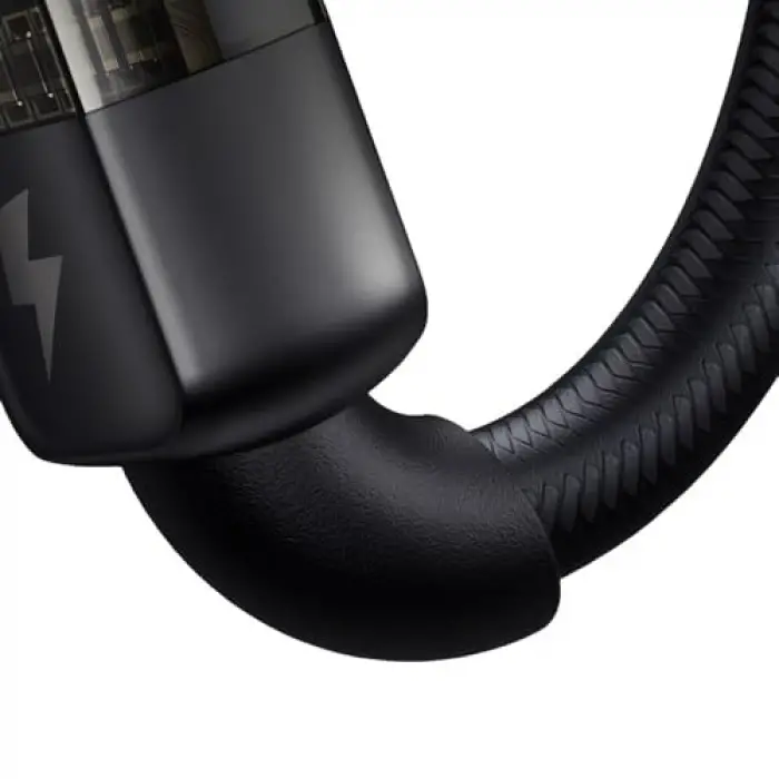 Ca-2840 Type-C To Type-C 100W LED Işıklı Power Off Hızlı Data Şarj Kablosu 1.2M Siyah