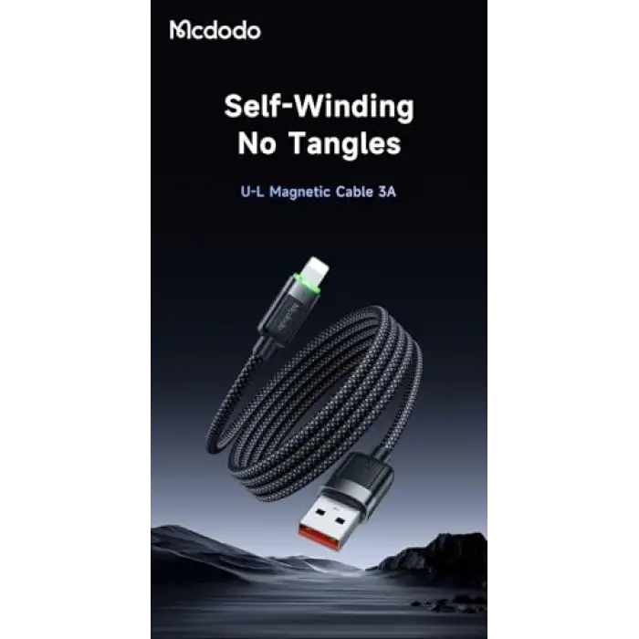 CA-6000 1.2 M USB-A TO LİGHTNİNG 3A MANYETİK SARILABİLİR KABLO