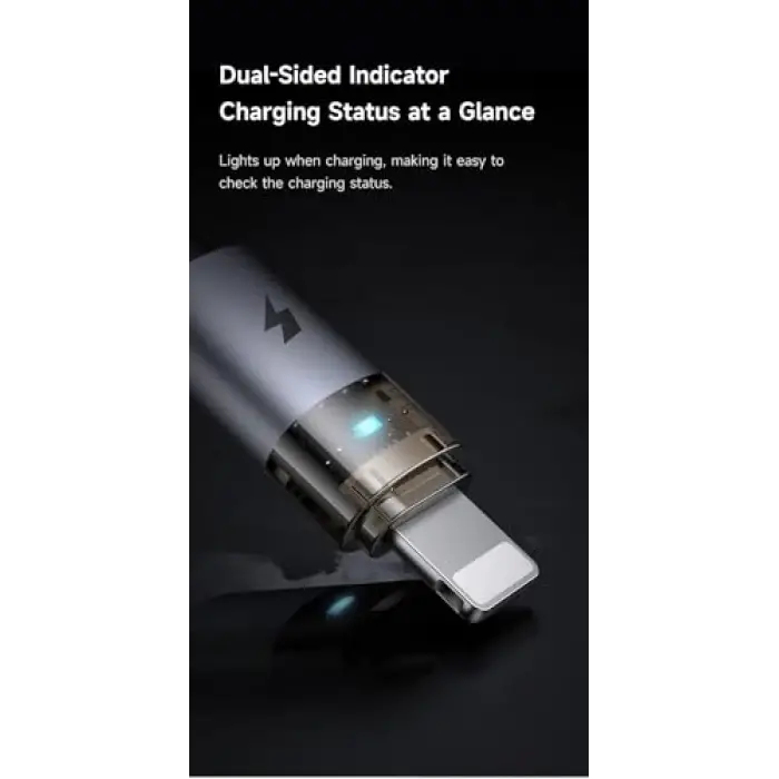 CA-6911 3A ışıklı USB iPhone şarj ve data kablosu, 1.2m, siyah