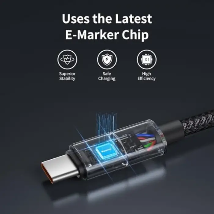 CA-8200 Type-c To Type-c 100W 7 Renkli LED Işıklı Şarj Data Kablosu