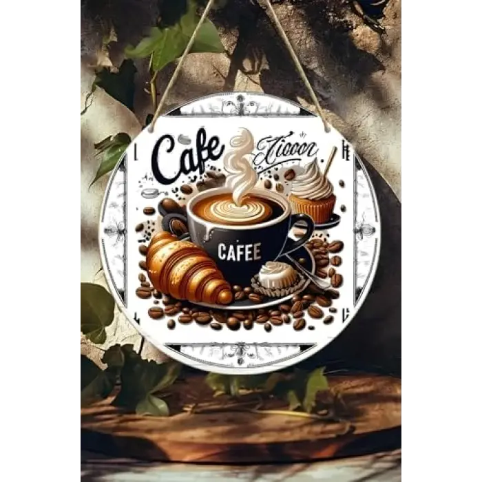 Café Temalı Tatlı Karşılama MDF Kapı Panosu – 20 cm | Kahve & Tatlı Detaylı Dekor KS003