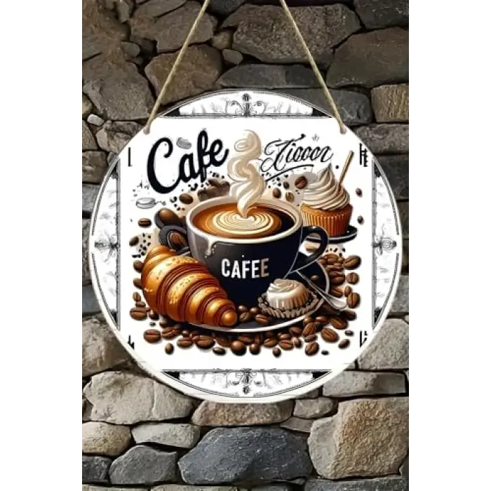 Café Temalı Tatlı Karşılama MDF Kapı Panosu – 20 cm | Kahve & Tatlı Detaylı Dekor KS003