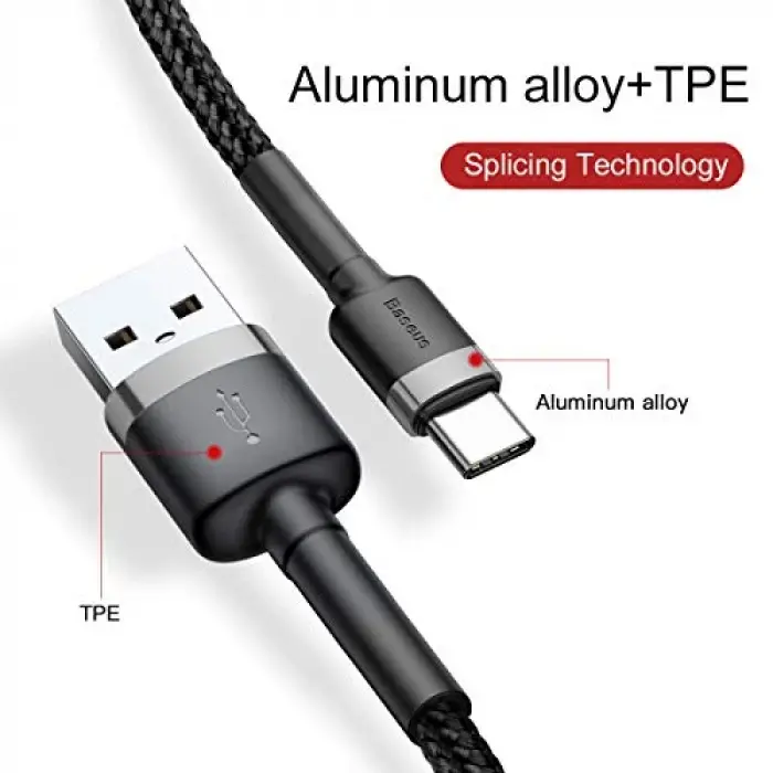 Cafule USB A to C Kbl 2A 2m-Gri+S