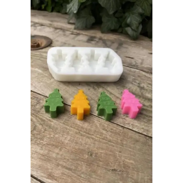 Çam Ağacı Mini Dörtlü Mum Kalıbı (Silikon)