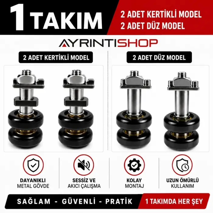 Cam balkon teker seti, 4lü