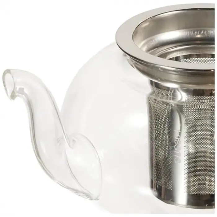 Cam Bitki Çayı Demliği 600 ml - Çelik Süzgeçli Demlik
