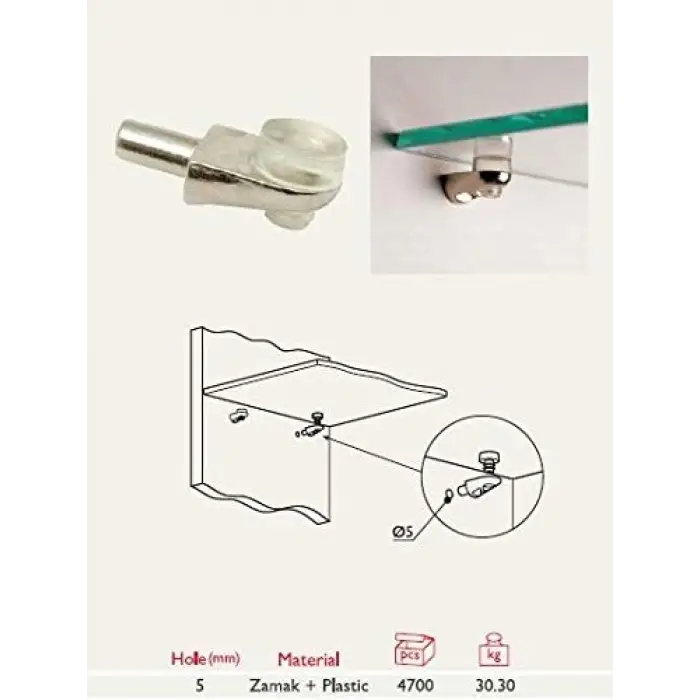 Cam Raf Pimi Vantuzlu, 5 mm, 4 Adet
