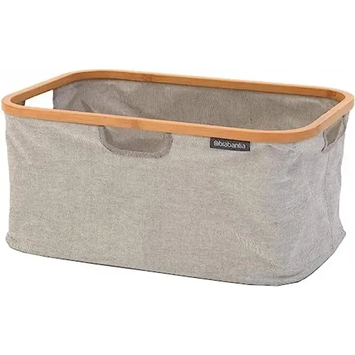 Çamaşır Sepeti, Bambu, 40 L, Gri