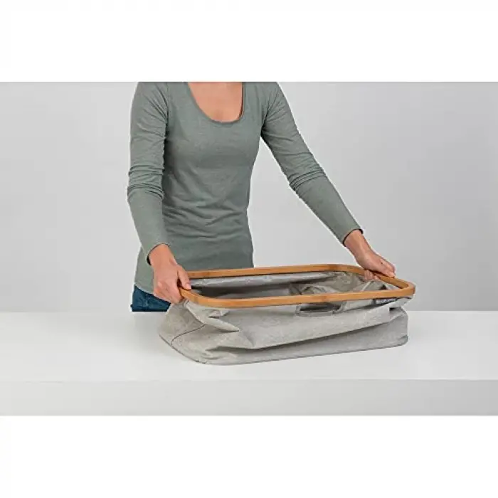 Çamaşır Sepeti, Bambu, 40 L, Gri